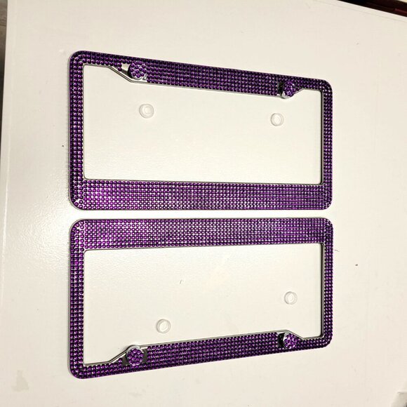 Purple Crystal Car Plate Frame - Picture 7 of 7